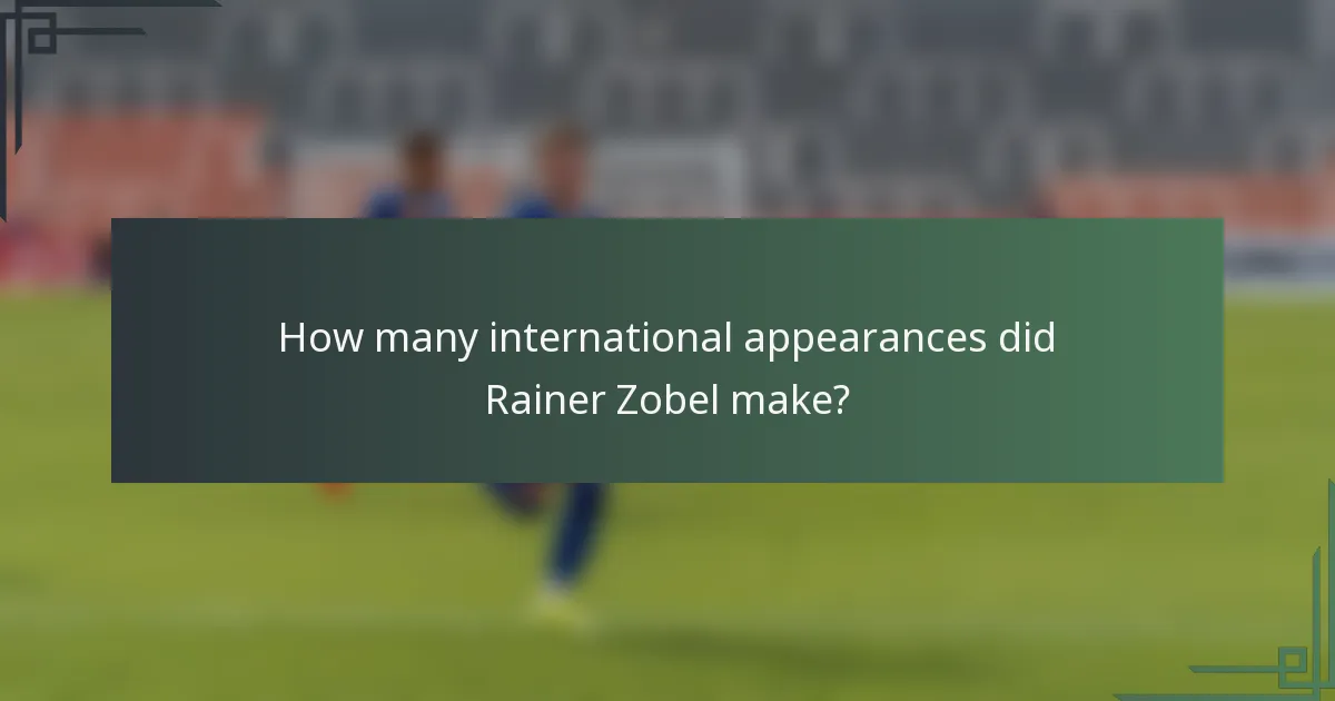 How many international appearances did Rainer Zobel make?