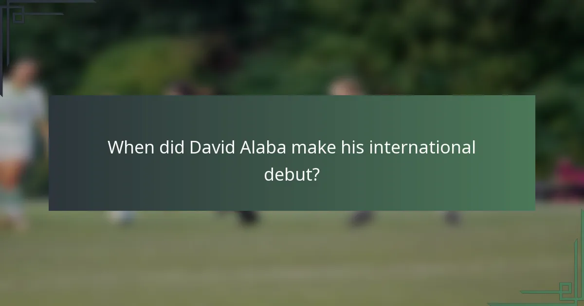 When did David Alaba make his international debut?